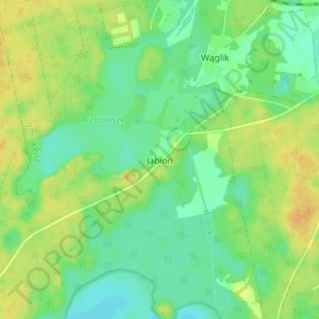 Mapa topográfico Jabłoń, altitud, relieve