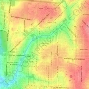 Mapa topográfico Campos do Iguaçu, altitud, relieve