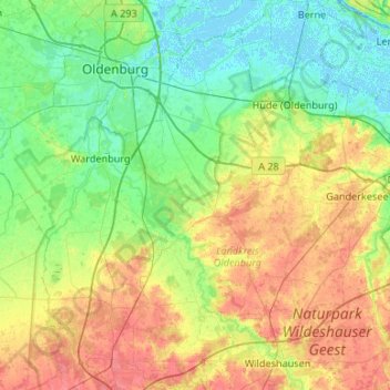 Mapa topográfico Hatten, altitud, relieve
