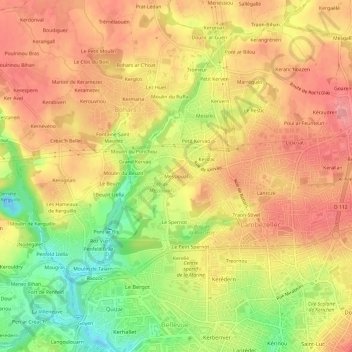 Mapa topográfico Messioual, altitud, relieve