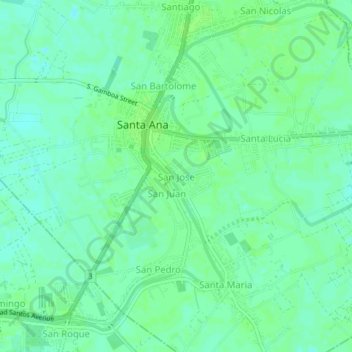 Mapa topográfico San Jose, altitud, relieve