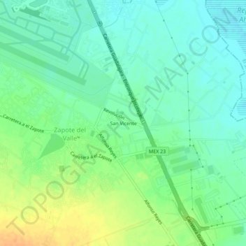 Mapa topográfico San Vicente, altitud, relieve
