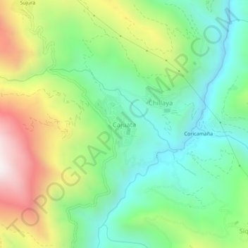 Mapa topográfico Cajuata, altitud, relieve