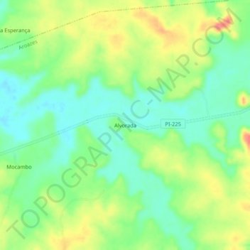 Mapa topográfico Alvorada, altitud, relieve