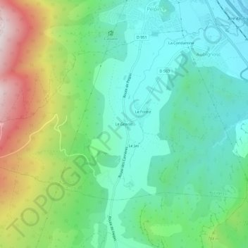 Mapa topográfico Le Gravas, altitud, relieve