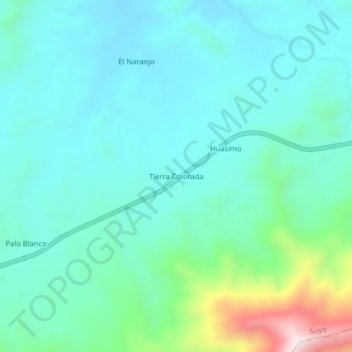 Mapa topográfico Tierra Colorada, altitud, relieve