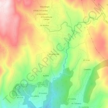 Mapa topográfico Rebordechán, altitud, relieve