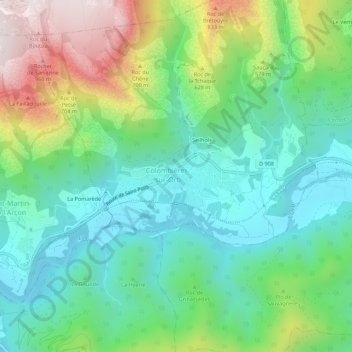 Mapa topográfico La Broue, altitud, relieve