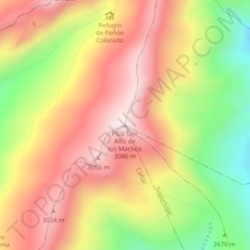 Mapa topográfico Pico Tajo Alto de los Machos, altitud, relieve