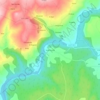 Mapa topográfico Santo André, altitud, relieve
