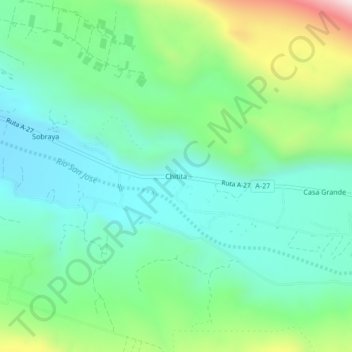 Mapa topográfico Chitita, altitud, relieve