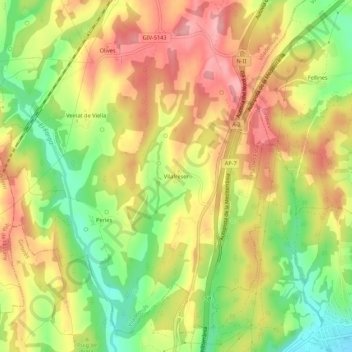 Mapa topográfico Vilafreser, altitud, relieve