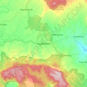 Mapa topográfico Sagaranten, altitud, relieve
