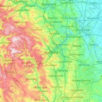 Mapa topográfico Kelham Island, altitud, relieve