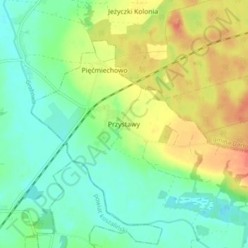 Mapa topográfico Przystawy, altitud, relieve
