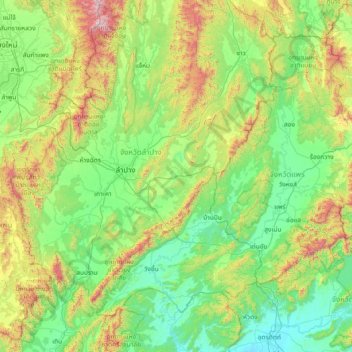 Mapa topográfico แม่เมาะ, altitud, relieve