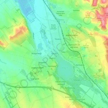 Mapa topográfico Tata, altitud, relieve