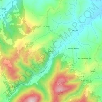 Mapa topográfico Palazzo, altitud, relieve