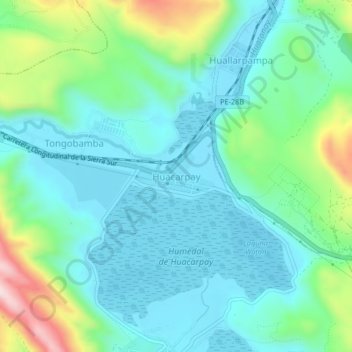 Mapa topográfico Huacarpay, altitud, relieve