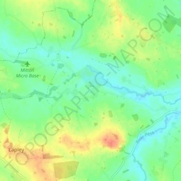 Mapa topográfico Whiston, altitud, relieve