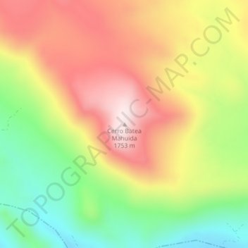Mapa topográfico Cerro Batea Mahuida, altitud, relieve