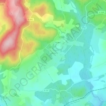 Mapa topográfico Le Breuil, altitud, relieve