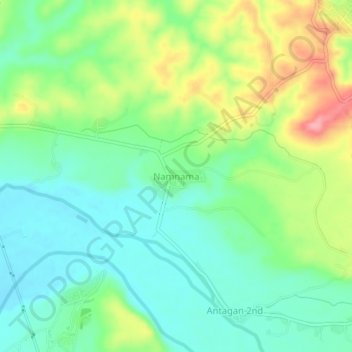 Mapa topográfico Namnama, altitud, relieve