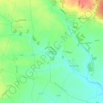 Mapa topográfico Le Brosseron, altitud, relieve