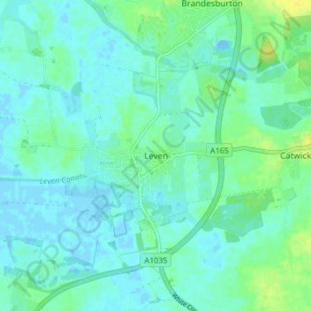 Mapa topográfico Leven, altitud, relieve
