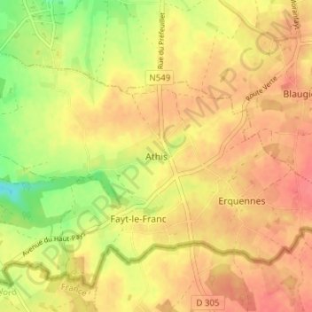 Mapa topográfico Athis, altitud, relieve