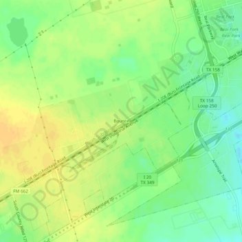 Mapa topográfico Bounce, altitud, relieve