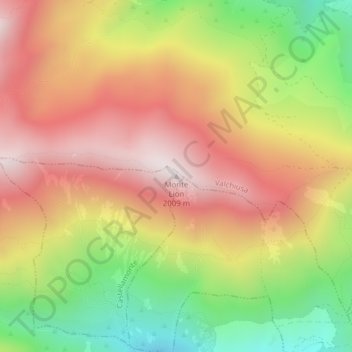 Mapa topográfico Monte Lion, altitud, relieve