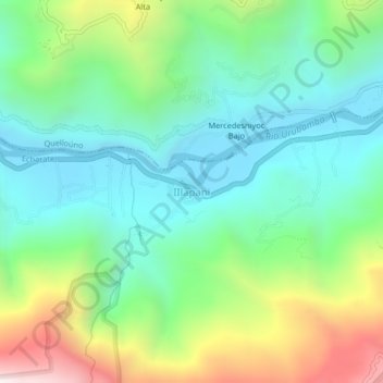 Mapa topográfico IIlapani, altitud, relieve