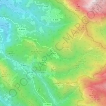Mapa topográfico Baltzola, altitud, relieve