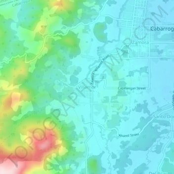 Mapa topográfico Villamor, altitud, relieve