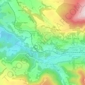 Mapa topográfico Les Pans, altitud, relieve