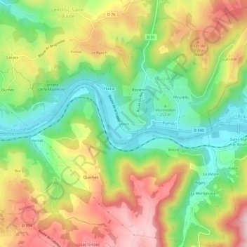 Mapa topográfico Gours, altitud, relieve