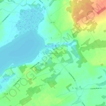 Mapa topográfico Cherry Valley, altitud, relieve