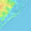 Mapa topográfico Atlantic City, altitud, relieve