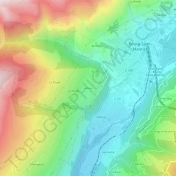 Mapa topográfico Vulmix, altitud, relieve