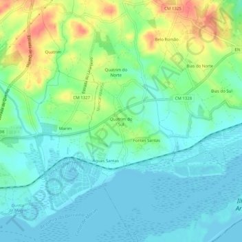 Mapa topográfico Quatrim do Sul, altitud, relieve