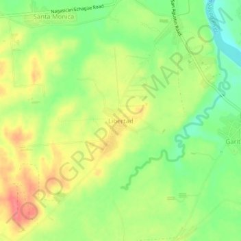 Mapa topográfico Libertad, altitud, relieve