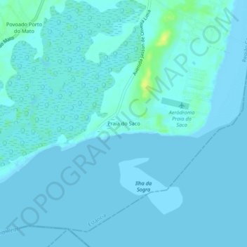 Mapa topográfico Praia do Saco, altitud, relieve
