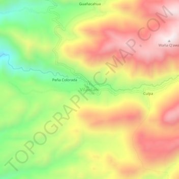Mapa topográfico Vilavilani, altitud, relieve
