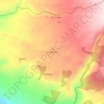 Mapa topográfico El Carmen, altitud, relieve