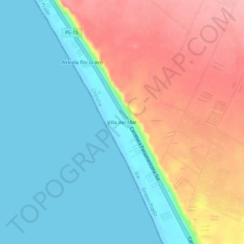Mapa topográfico Villa del Mar, altitud, relieve