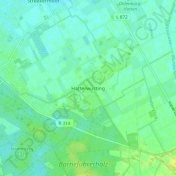 Mapa topográfico Hatterwüsting, altitud, relieve