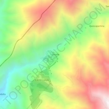 Mapa topográfico Tambilla, altitud, relieve