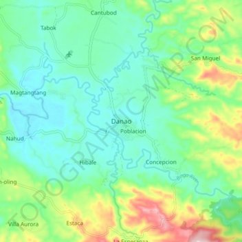 Mapa topográfico Danao, altitud, relieve