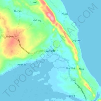 Mapa topográfico Salcedo, altitud, relieve